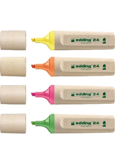 Edding 24 Ecoline Fosforlu Kalemi 4'lü Set Çok Renkli