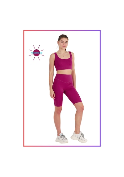 Missmaral Kadın Yüksek Bel Toparlayıcı Kısa Spor Tayt Biker Şort Basics Casual & Comfort Mürdüm 1070 MÜRDÜM