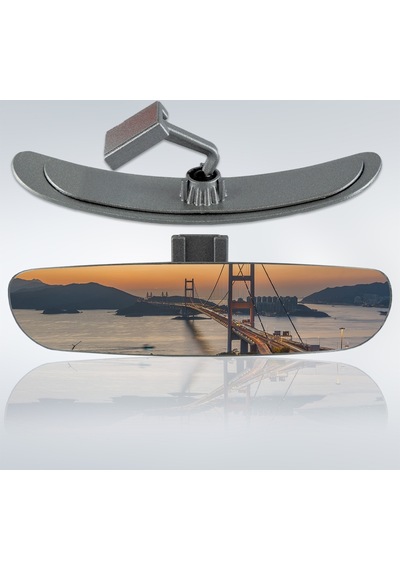 Ova-6 Dik-Eğik Kollu Universal Iç Dikiz Aynası 26X6 Cm Gri