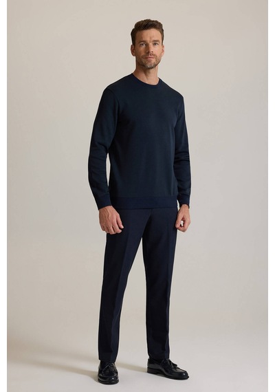Ysf Erkek Lacivert Bisiklet Yaka Pamuklu Sweatshirt