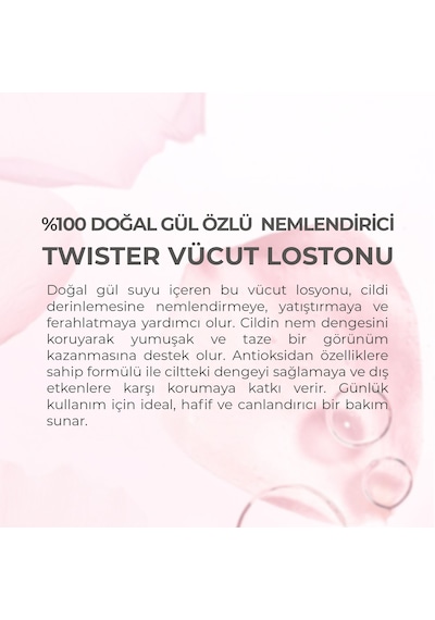 Dermokil %100 Doğal Gül Suyu Canlandırıcı Yoğun Nemlendirici Twister Vücut Losyonu 200 Ml