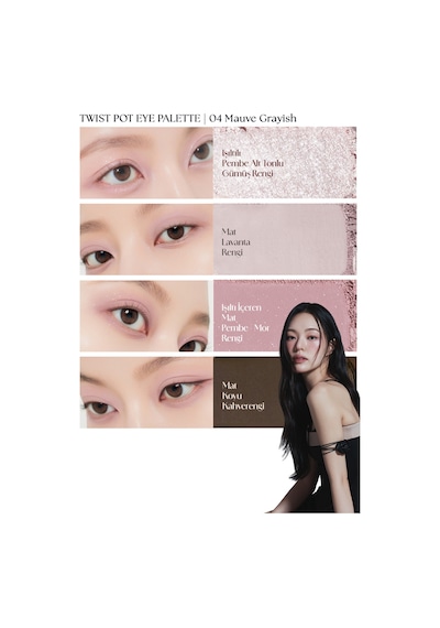 İpeksi Dokulu 4'lü Far Paleti Muzıgae Mansıon Twist Pot Eye Palette 04 Mauve Grayish 04 Mauve Grayish