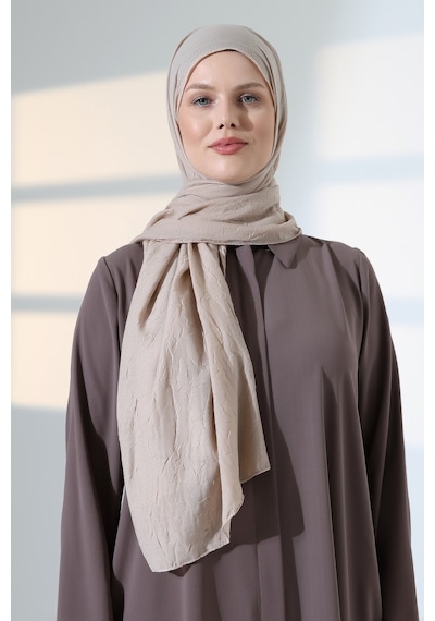Kadın Tesettür Bambu Kraş Şal, Ütü Gerektirmeyen Doğal Hijab Başörtüsü 75x180 Cm - Taş Rengi