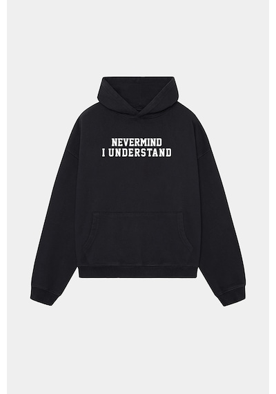 Unisex Kapüşonlu Sweatshirt - Nm Baskılı Oversize Hoodie Siyah