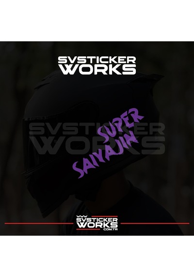 Super Saiyajin Yazılı Kask Sticker Tüm Kasklar Uyumlu Tek Yön 1 Adet Mor