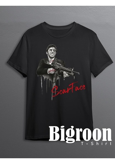 Scarface Yaralı Yüz Mafia Gun's Tişört Unisex T-shirt 001