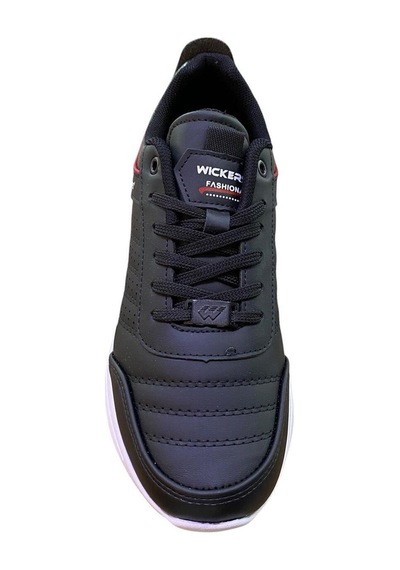 Wickers Spor Ayakkabı Kalın Hafif Düz Taban Bağcıklı Siyah Beyaz Kırmızı - 915661495 Siyah Beyaz Kırmızı