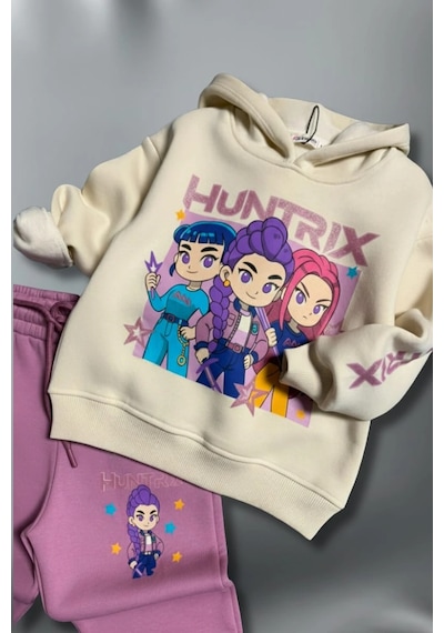 Koçak Kids 3 İplik Huntrix Kız Çocuk Eşofman Takım Pembe