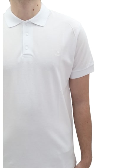 Santa Dmctekstil Erkek Dior Düz Spor Kesim Dar Kalıp Cepsiz Polo Yaka T-shirt Beyaz