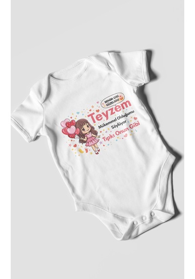 Morivokids Teyzeye Özel Kısa Kollu Bebek Body %100 Pamuk Zbn89-kk Beyaz