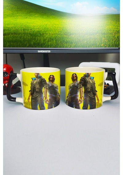 Cyberpunk 2077 Baskılı Seramik Lüks Kupa 1 Adet Özel Siyah Kulp Dalga Kulp V1d Çok Renkli