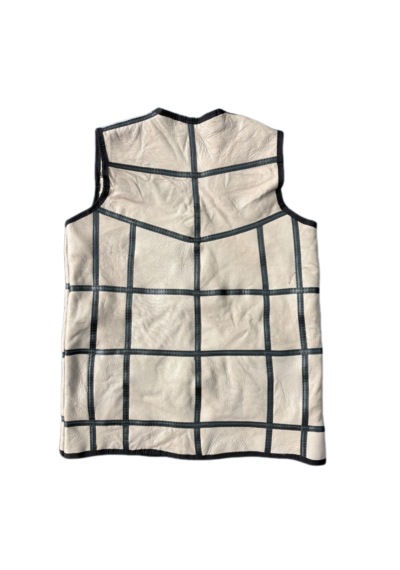 Ln Leather Özel Üretim Patchwork -süet Gerçek Deri Çocuk Yelek 5-6 Yaş Bej