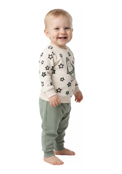 Baglan Erkek Çocuk Önü Baskılı Sweatshirt Ve Eşofman Alt Takım Bgl-st05253 Gri