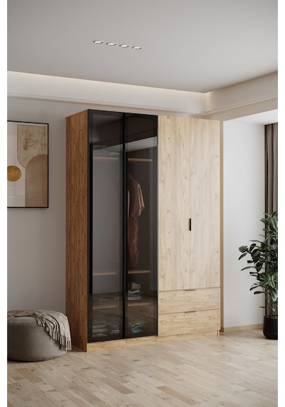 Evdemo Safir Cam Kapaklı 4 Kapılı 2 Çekmeceli Gardırop 210 Cm Atlantik Çam Evdemo Safir Cam Kapaklı 4 Kapılı 2 Çekmeceli Gardırop 210 Cm Atlantik Çam