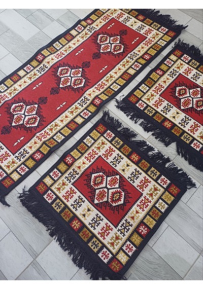 Oto Koltuk Üstü Lilim 45x50cm 45x130cm Lacivert 3'lü Set
