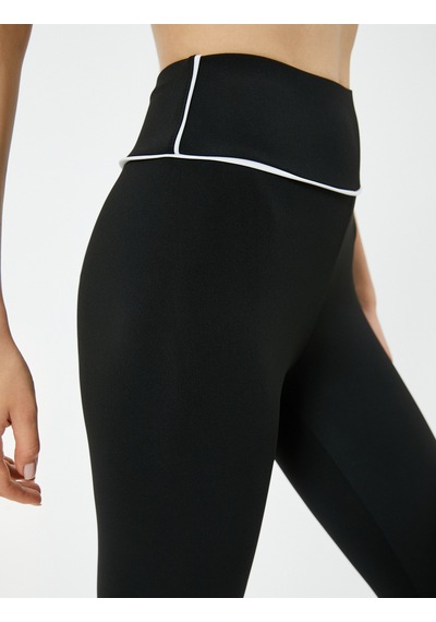 Koton Spor Tayt Yüksek Bel Çizgi Detaylı Slim Fit Siyah 4sak40336nk