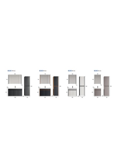 Denko Milano 50 Cm Kül Gri Banyo Dolabı Alt Modül Lavabo