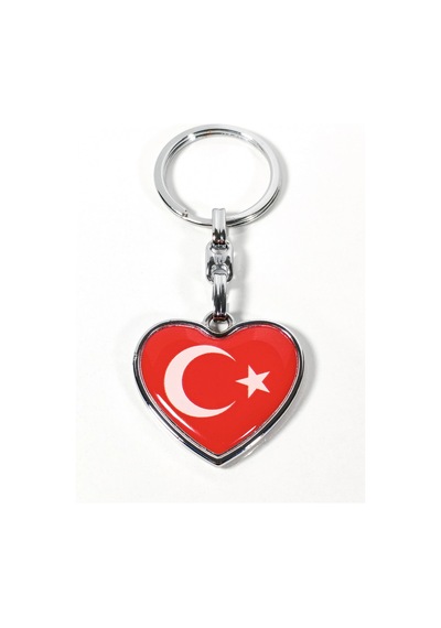 Ay Yıldız Figürlü Kalp Şeklinde Kırmızı Metal Anahtarlık Duygusal Ve Anlamlı Bir Tasarım Çok Renkli