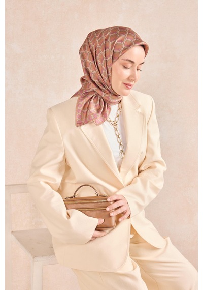 Silk Home Twill İpek Eşarp Zincir Bakır Çok Renkli