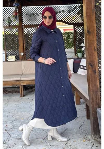 Rabia Şamlı Elmas Kapitone Kap Lacivert Çok Renkli