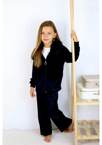 Kız Çocuk Kadife Takımı 3-10 Yaş Siyah