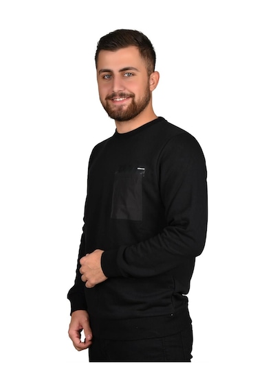 Manta 5323 Cep Baskılı Sweatshirt-25663-siyah Siyah