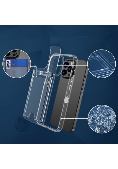 Apple Uyumlu iPhone 11 Pro Max Kılıf Zore Kartlıklı Şeffaf Ensa Kapak