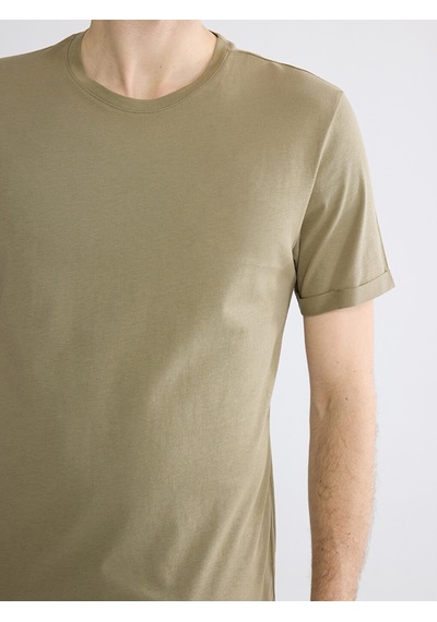 Lcwaıkıkı Classic Haki Slim Fit %100 Pamuk Basic Tişört