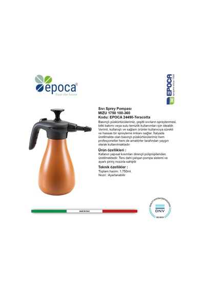 Epoca Mızu 1750 Teracotta ve Stone Rengi Sıvı Püskürtme Pompası 1.75 LT