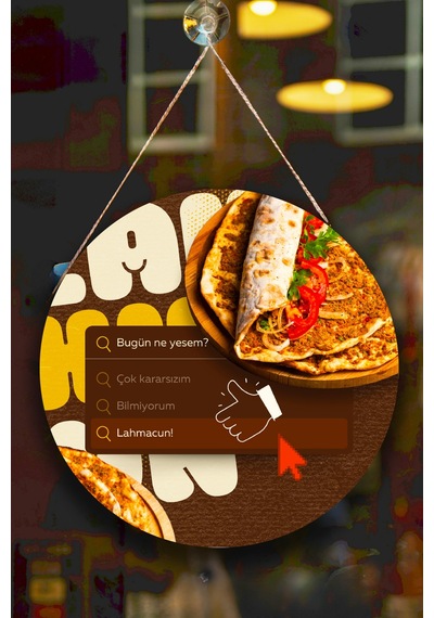 Lahmacun Salonu İçin Duvar, Kapı, Tek Taraflı Askılı Pano Karşılama Tabelası, Restoran Tablo Süsü, 30 X 50 Cm