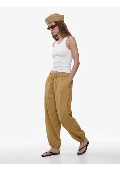 Koton Beli Lastikli Harem Pantolon Vizon 6sak40157ew