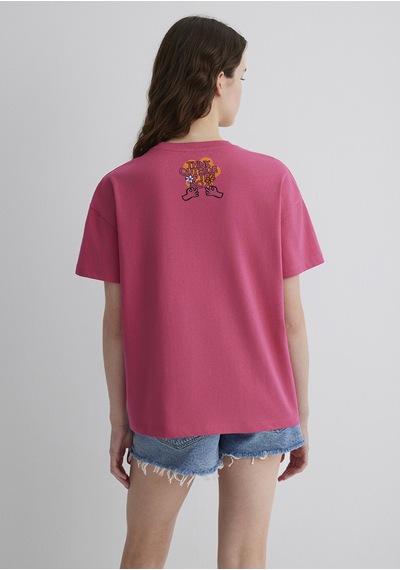 Mavi - Baskılı Pembe Tişört 1613104-71088 Pembe