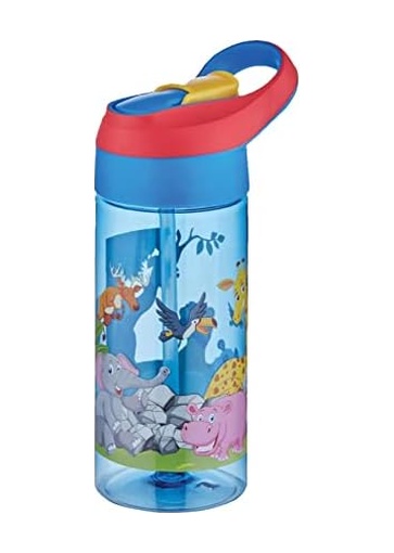 500ml Tritan Kalın Pipetli Çocuk Okul Su Matarası Mavi