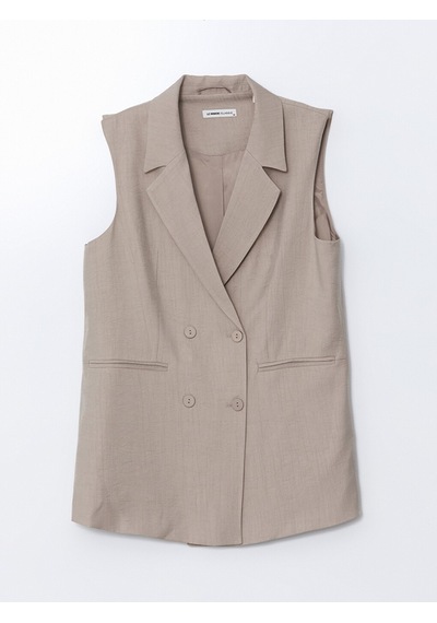 Lcwaıkıkı Classic Bej Ceket Yaka Kadın Klasik Yelek