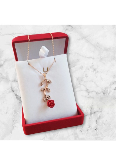 Modahilye 925 Ayar Gümüş Gül Tasarım Rozegold Renk Kolye Rose Gold
