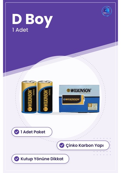 Ultra Büyük D Boy Pil 1 Adet Çinko Karbon Yedek Güç Kaynağı Ofis