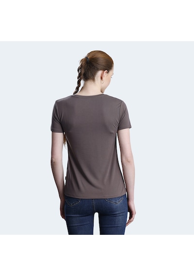 Slazenger PERICAS Kadın V Yaka Kahve Tişört