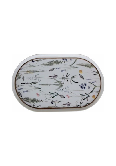 Porland Botanical Serisi 32cm Kayık Tabak Oval Beyaz
