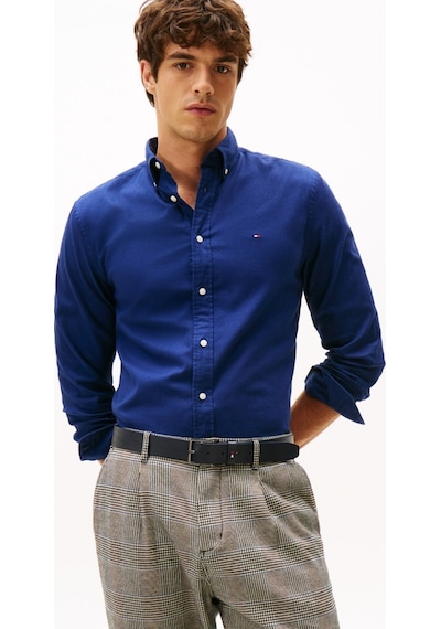Tommy Hilfiger Flex Flannel Solıd Rf Shırt Erkek Mavi Uk Gömlek - Mw0mw40469