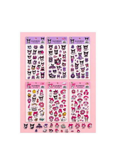 Kuromi -my Melodi Karakterli Sticker Çıkartma Seti - 6 Farklı Model Diğer