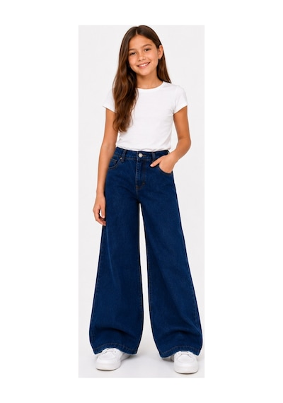 İrem Çocuk Giyim Kız Çocuk Geniş Paça Yüksek Bel Model Beli Lastikli Fermuar Kapamalı Oversize Lacivert Renk Kot Pantolon Lacivert İrem Çocuk Giyim Kız Çocuk Geniş Paça Yüksek Bel Model Beli Lastikli Fermuar Kapamalı Oversize Lacivert Renk Kot Pantolon Lacivert