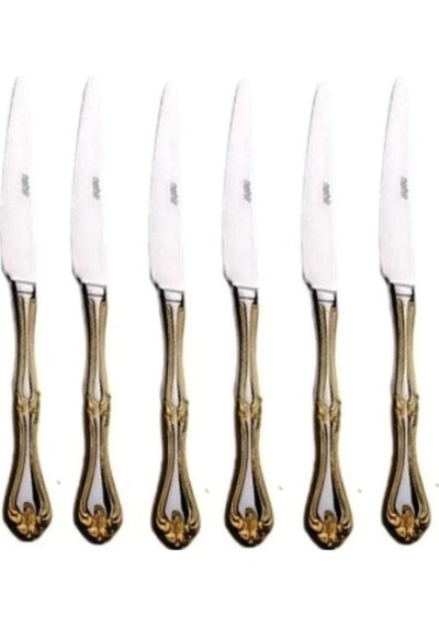 Nehir Lalezar Gold Altın Pasta Tatlı Bıçak 6 Lı Pasta Tatlı Bıçağı Gold