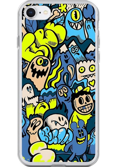 Apple Uyumlu iPhone 6s Şeffaf Kılıf Graffiti 11 Tasarımlı