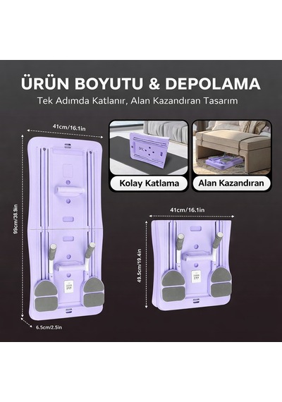 Profesyonel Çok Fonksiyonlu Katlanır Plank Ve Şınav Tahtası - Tüm Vücut Antrenman Seti Mor