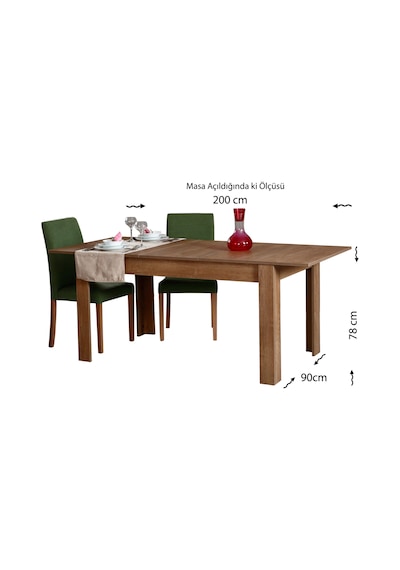 Pasific Home Bois Açılır Yemek Masası Koyu Meşe