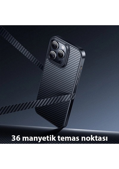 Hoco Apple iPhone Uyumlu iPhone 15 Pro As7 Kevlar Kılıf Manyetik Magsafeli Telefon Kılıfı- 5775 Siyah