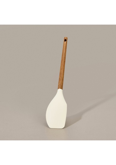 Mienn Akasya Saplı Silikon Servis Spatulası - Kahverengi / Krem Çok Renkli