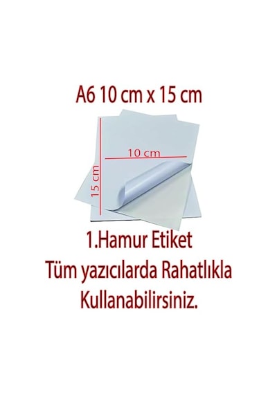 Laser Uyumlu Güçlü Yapışkanlı 10x15cm A6 Etiket Kağıdı Mat Yüzeyli 120gsm 100 Yaprak Diğer