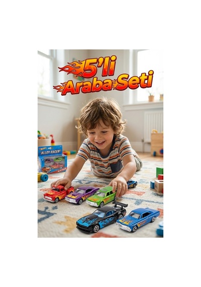 4'lü Metal Oyuncak Araba Seti - Diecast Alaşımlı Dayanıklı Yarış Arabaları - Hediye Paketi Çok Renkli