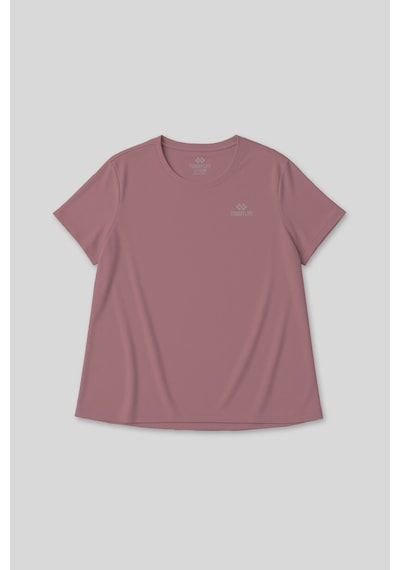Tommylife Gül Kurusu Baskılı O Yaka Rahat Form Battal Büyük Beden Kadın T-shirt - 97308 Gülkurusu
